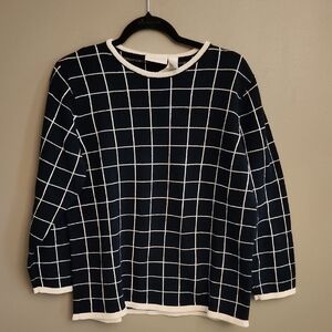 Liz Claiborne Women's Black and White Grid Sweater